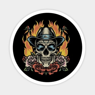 Inferno Ignition Vintage Tattoo - Fiery Iconic Magnet